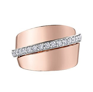 10K Two Tone Diamond Wide Ring