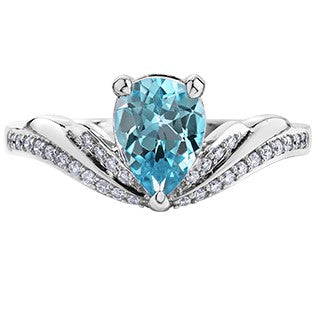 10K White Gold Blue Topaz Ring