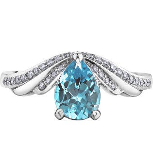 10K White Gold Blue Topaz Ring
