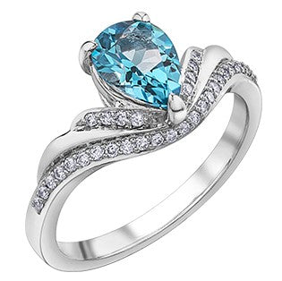 10K White Gold Blue Topaz Ring