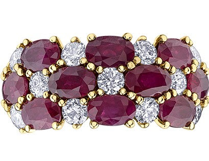 14K Yellow Gold Diamond & Ruby Ring
