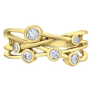10K Yellow Gold Bezel Set Diamond Band
