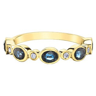 10K Yellow Gold Diamond Sapphire Band