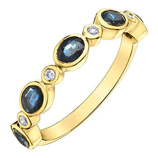 10K Yellow Gold Diamond Sapphire Band