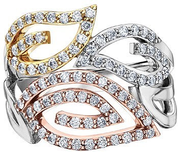 14K Tri Gold Ladies Diamond Ring