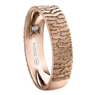 14K Men's Wood Style Band