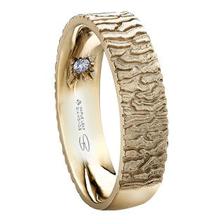 14K Men's Wood Style Band