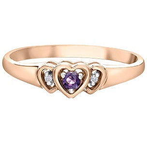 10K Rose Gold Amethyst Heart Ring