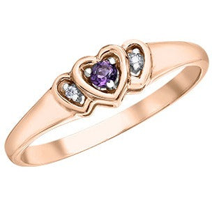 10K Rose Gold Amethyst Heart Ring