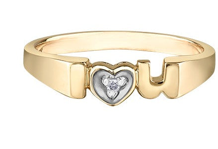 10K Yellow Gold Diamond I <3 U Ring