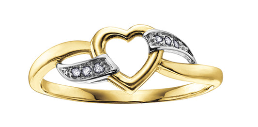 10K Yellow Gold Diamond Heart Ring