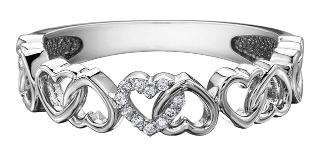10K White Gold Diamond Heart Band