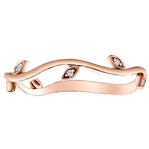 10K Rose Gold Diamond Leaf Ring