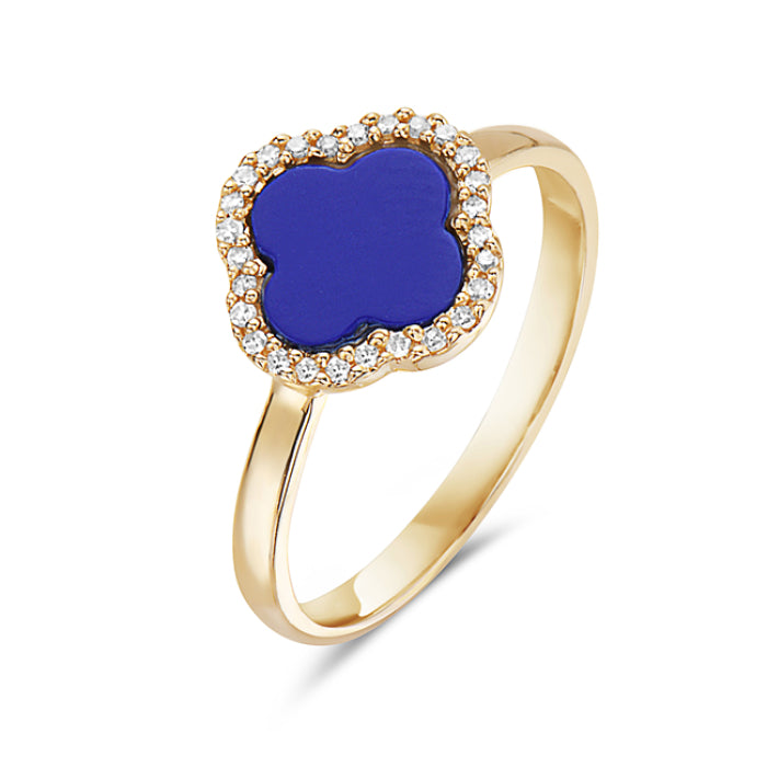 14K Yellow Gold Diamond Lapis Ring