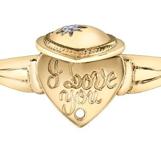 10K Yellow Gold Diamond Heart Locket Ring