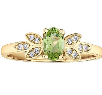 10K Yellow Gold Peridot & Diamond Ring