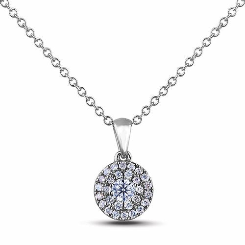 10K Double Halo Diamond Pendant