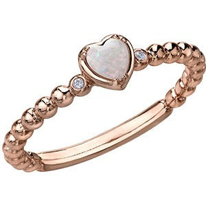 10K Rose Gold Opal Heart Ring