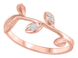 10K Rose Gold Diamond Petal Ring