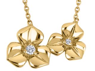 Yellow Gold Double Flower Necklace