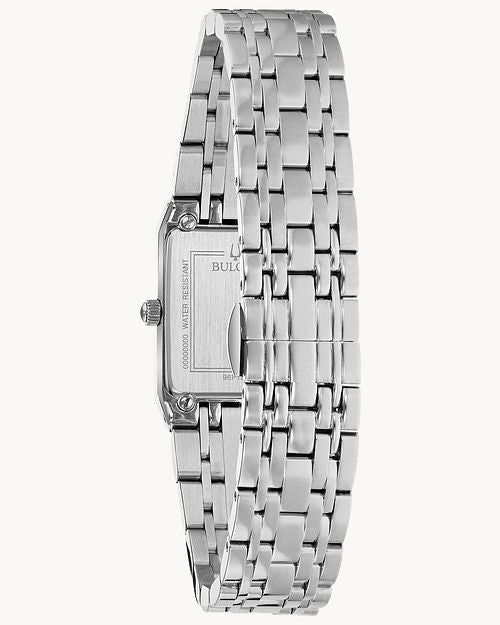 Bulova Diamond Black Dial Silver Tone Watch