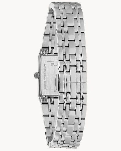 Bulova Diamond Black Dial Silver Tone Watch