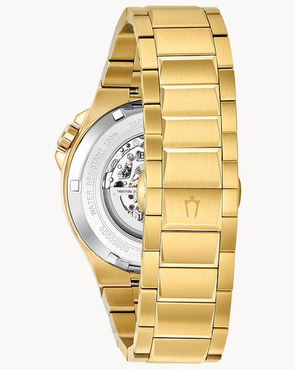 Bulova Gold Tone Exposed Mechanism Watch