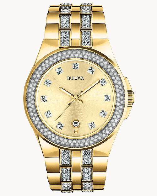 Bulova Crystal Accent Gold Tone Watch