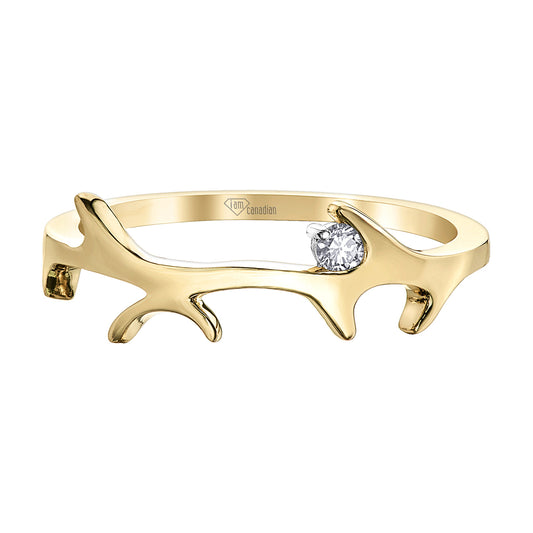 10K Yellow Gold Antler Ring