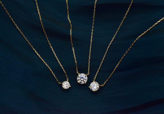 Moissanite Round Cut Necklace in Yellow Gold