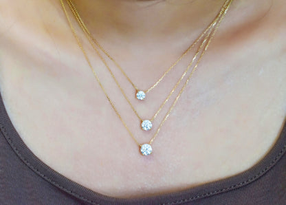 Moissanite Round Cut Necklace in Yellow Gold