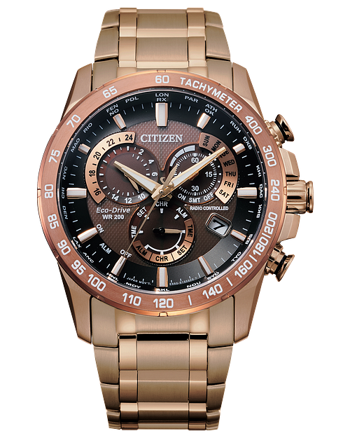 Citizen Eco Drive Gold Tone Perpetual Chronograph Watch