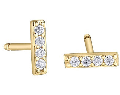 10K Yellow Gold Diamond Bar Earrings