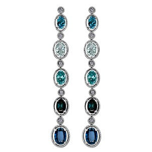 Multiple Blue Gemstone Dangle Earrings