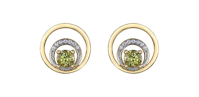 10K Yellow Gold Peridot & Diamond Earrings