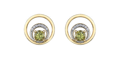 10K Yellow Gold Peridot & Diamond Earrings