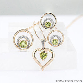 10K Yellow Gold Peridot & Diamond Earrings