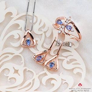 14K Rose Gold Tanzanite & Diamond Dangle Earrings