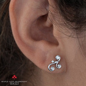 14K White Gold Diamond Twist Earrings