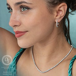 14K White Gold Lab Grown Diamond Hoop Earrings