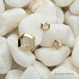 10K Yellow Gold Little Hexagon Earrings