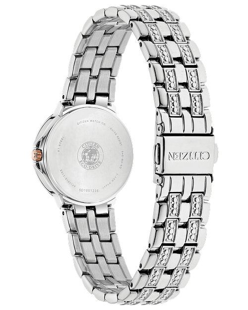 Citizen Eco Drive Silver Tone Watch with Crystals