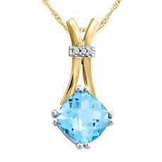 10K Yellow Gold Blue Topaz Necklace