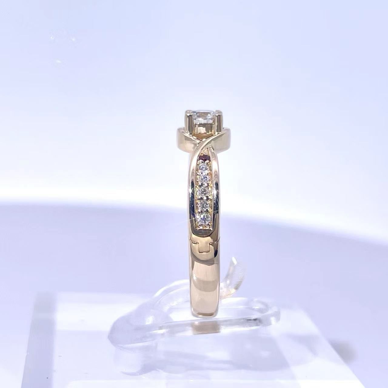 Yellow Gold Diamond &amp; Garnet Engagement Ring