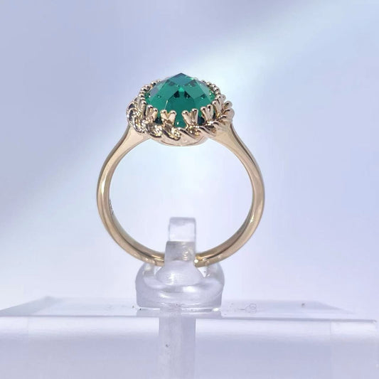 Checker-board Cut Emerald Ring