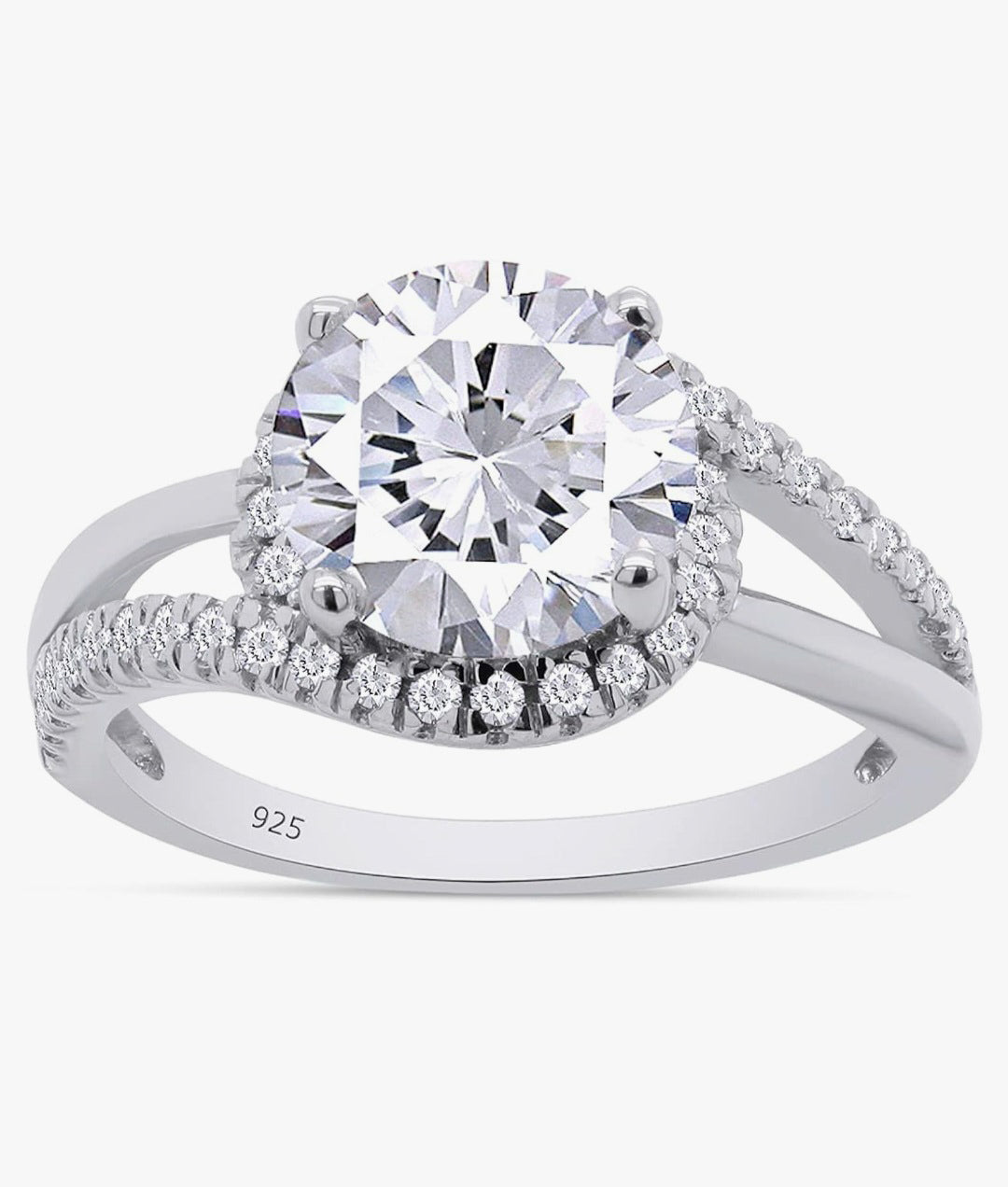 Moissanite Brilliant Cut Ring in White Gold