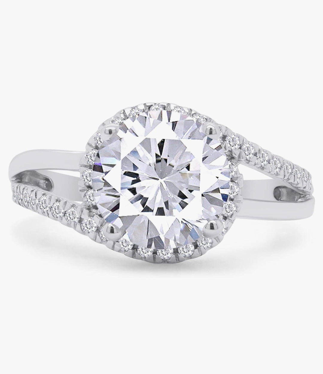 Moissanite Brilliant Cut Ring in White Gold