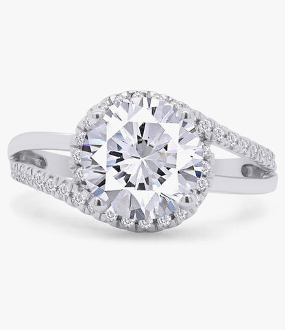 Moissanite Brilliant Cut Ring in White Gold