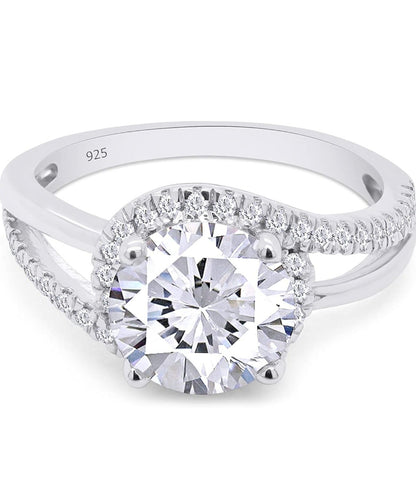 Moissanite Brilliant Cut Ring in White Gold