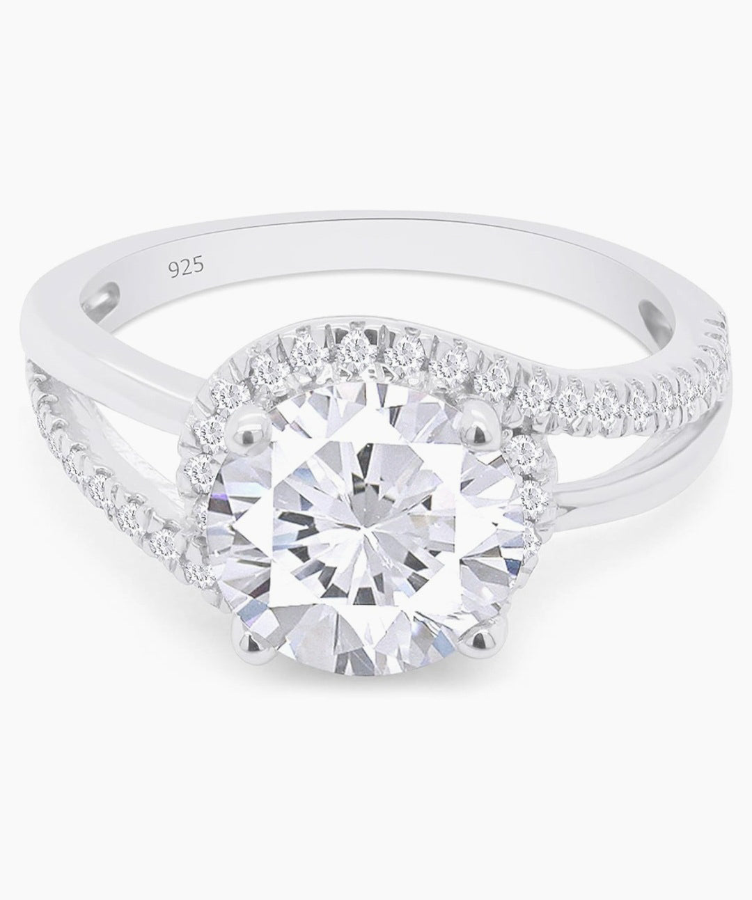 Moissanite Brilliant Cut Ring in White Gold